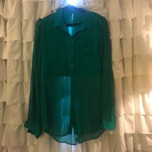 Emerald Green Free People Blouse Size M